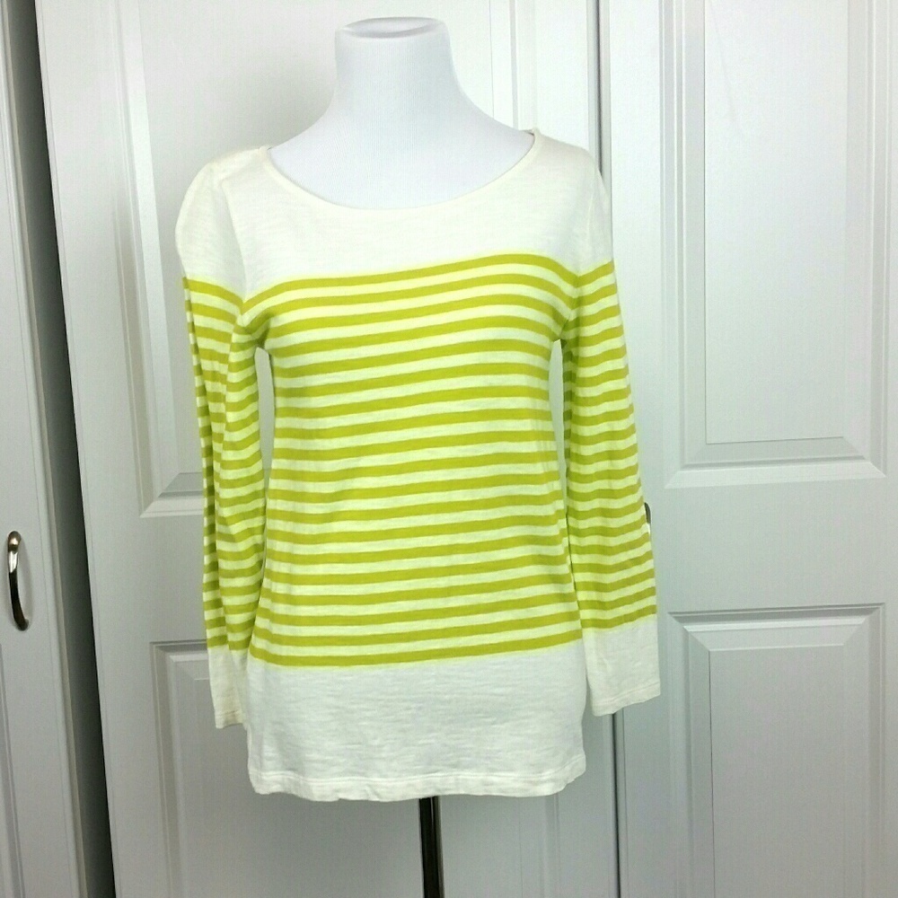 Joie Green White Striped Top, sz XS